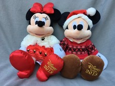 Disney Store Micky & Minnie Mouse Christmas Festive Soft Toy 2018  15"Approx