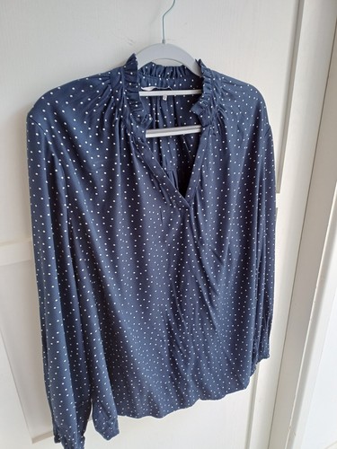 Ladies navy spot - navy, blouse