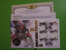 BENHAM COIN COVER MOTORCYCLES, ISLE OF MAN TT 1 CROWN 1997 SIGNED RON HASLAM