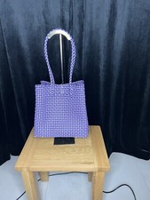 Recycled Plastic White And Purple Handbag