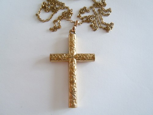 Antique chain cross pendant - antique,