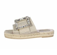 Roger Vivier Crystal Sandals EU 35.5 UK 2.5 Strass Buckle Canvas Designer Shoes