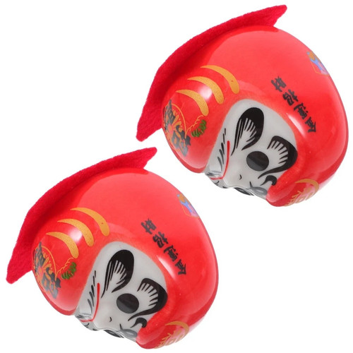 2pcs porcelain mini daruma - porcelain,