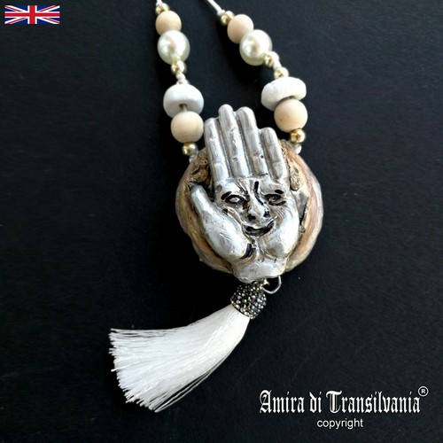 Hand help face necklace - hand,