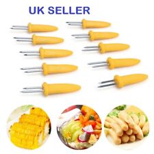 Stainless Steel Corn Cob Holders BBQ Skewers Forks Kitchen Sweetcorn Tool UK