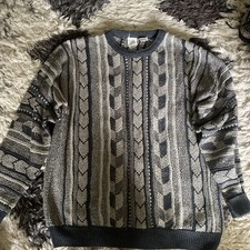 Coogi Style Burgundy Knitted Jumper with Aztec Print L, 52"