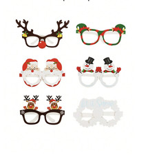 6 Xmas Party Glasses Kids Favours Photo Booth Props Stocking Stuffers Deco
