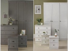 Homelife Chesterfield 4 piece Bedroom Set 3 Door Wardrobe Drawer Set Grey White