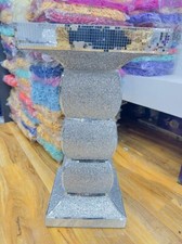 Silver Mirrored Side Table – Crushed Diamond Crystal Sparkly End Table
