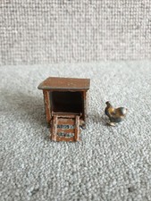 Antique Metal Chicken Coop With Metal Chicken Dolls House Item