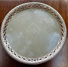 Antique Georgian Silver Salver / Tray With Pierced Gallery