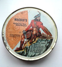 VINTAGE MACKIE'S TARTAN / HIGHLANDER SHORTBREAD BISCUIT TIN - 1950'S - VG - L@@K