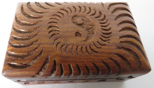 Trinket box wood hand carved - trinket,