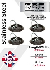4x Tie Down Lashing Ring & Base Dish, Stainless Steel  Trucks Trailers Horsebox