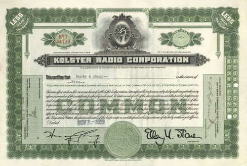 Kolster radio corp - kolster, corp.