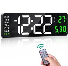 16in Digital LED Wall Desk Clock with Calendar and Temperature Display UK