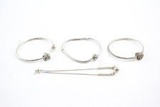 Pandora Sterling Silver Bracelets Bangle Charm Ball Clasp Beaded x 4 (44g)