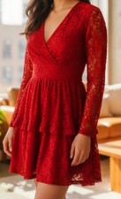 Plus Size Red Lace Dress From Boohoo. Size 20. Has A Rara Effect. New.