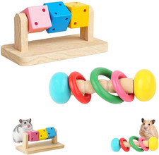 2PCS Wooden Hamster Toys