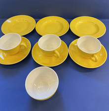 3 x Vintage Waechtersbach Vibrant Yellow Espresso Cup,Saucers,Tea Plates & Sugar