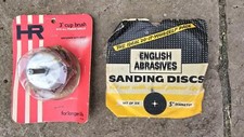 Vintage Abrasive Sanding Discs and Cup Brush, Antique, collectable.