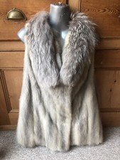 W16 New design  Vintage 100% real Grey Fox With Sapphire Mink fur Gilet