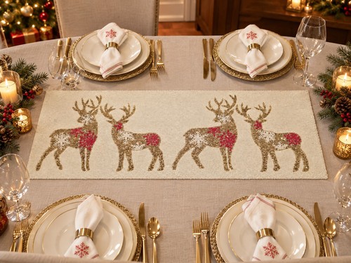 Reindeer table runner fully - table,