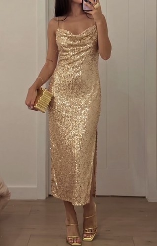Asos womens gold midaxi - midaxi, dress