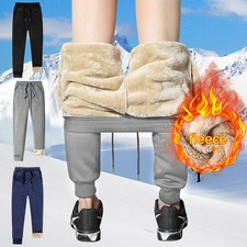 Men Fleece Lined Waterproof Thermal Trousers Athletic Joggers Winter Warm Pants