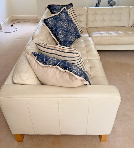 Shaped leather sofa - leather,