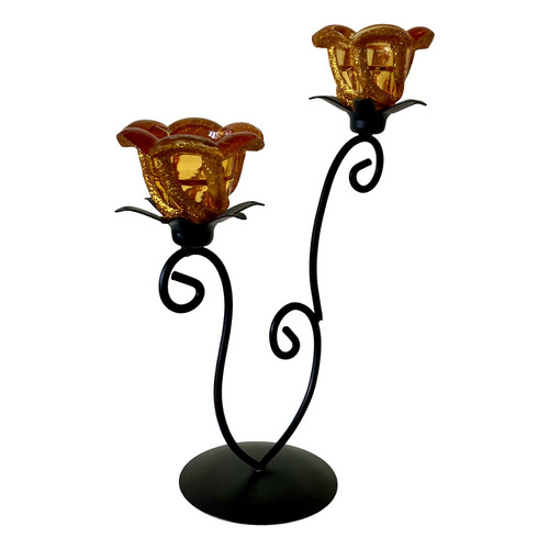 Amber glass metal - amber, flower