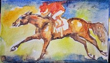 Jockey horse racing art - horse, art,horse