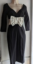 So Couture Pin-Up Girl Clothing Pencil Dress Retro Marilyn Satin Bow Front 8/10