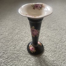 Vintage Ducal Ware Black Flowered Small Vase