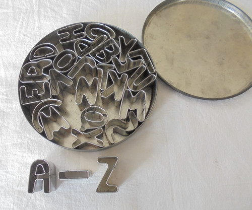 Vintage metal alphabet cookie - vintage,