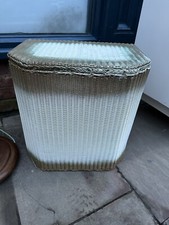 Vintage laundry basket Lloyd loom Lusty white & gold wicker nice shape