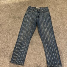 Topshop Mid Rise Denim Jeans With Embellishments