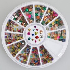 300pc Rhinestone 3D Nail Art Fashion Diamante Glitter Gem Multi Coloured Jewels