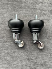 Wood and Chrome Turned Castors