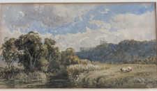 Antique Original watercolour landscape painting signed Thomas Pyne RI RBA 1878