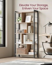 Bookshelf, Large 5-Tier Bookcase, Floor standing Storage Shelf
