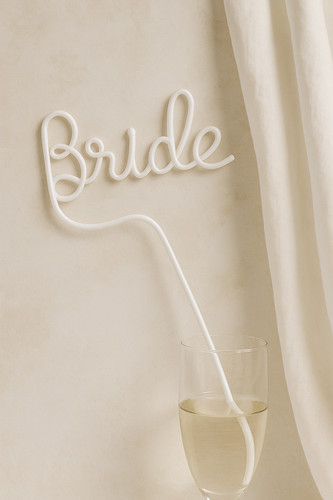 Bride straw white pink hen - straw,