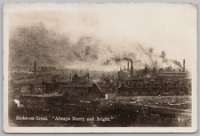 STOKE ON TRENT Always Merry and Bright Industrial RP Postcard Posted 1931
