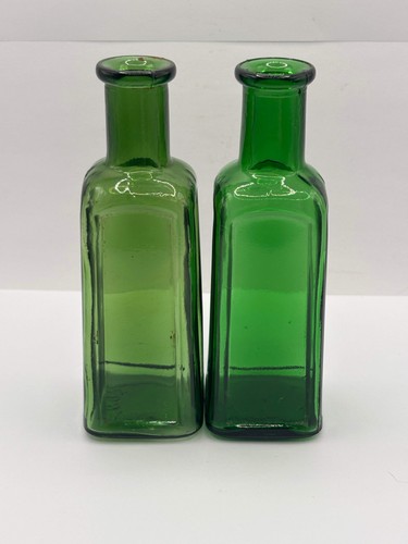Old green glass izal bottles - 2,