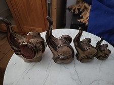 Bronze Mirror Effect Family Of Elephants X4