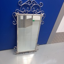 Vintage Silver Ornate Wall Mirror 82x41cm Swirl Metal Frame Hanging Shabby Chic