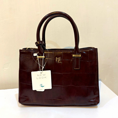 New look burgundy patent croc - look,