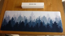 Large Gaming Mouse Mat 30cm x 80 cm-Forest Scene Blue/Grey-New/Boxed.