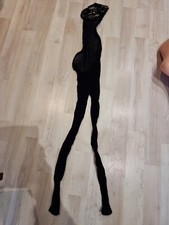 Ladies Black Halterneck Body Stocking Open Crotch