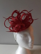 Fascinator Hat Red MADE & Sold In UK Races Wedding Mother Of Bride